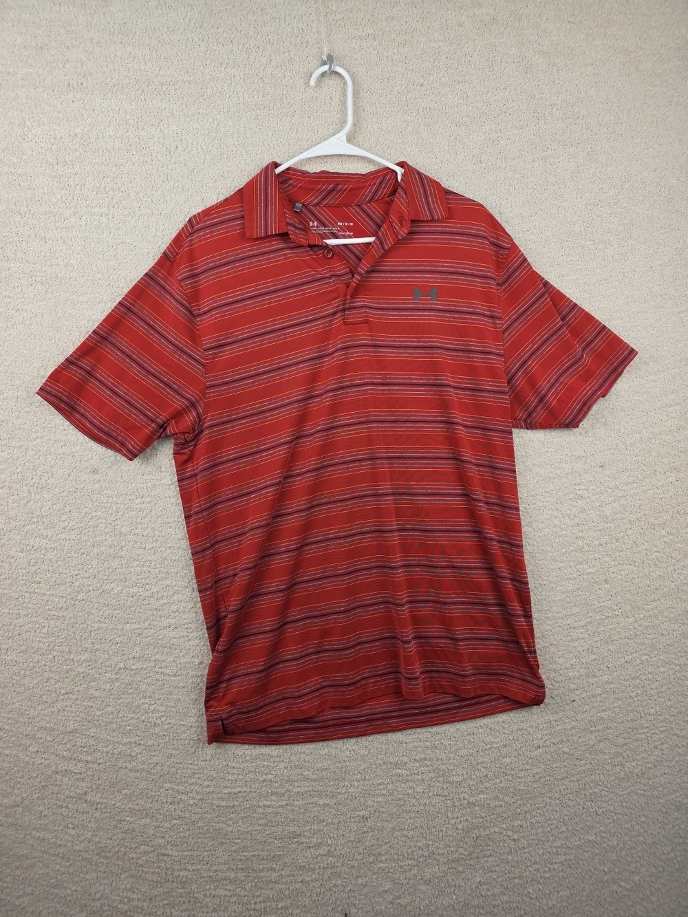 Under Armour Men’s Red Striped Performance Polo Medium